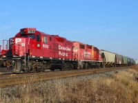 CP T76 waits at the west end of the Tilbury siding for an oncoming eastbound to pass by.