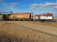 A Mobil Grain switcher works the elevator at Chamberlain