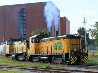 A job that was formerly done by CN, Essex Terminal 105 and 107 now switch out tank cars at Windsor's Hiram Walker plant.