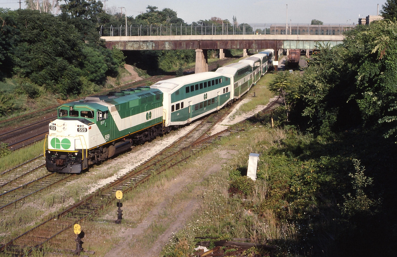 GO 559 pulls out of the old CN Station in Hamilton bound for Toronto