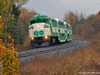 I remember when the F59's were boring. They still are, but less so than the  MP40's that have largely replaced them. Two holdouts, bobtailed 561 and 562 power a westbound train through Pickering, Ontario. 1303hrs.