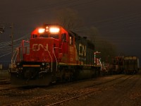 CN/GTW 5937 sits waiting to be assigned to the CASO rail train the following day where it would start ripping up the line.