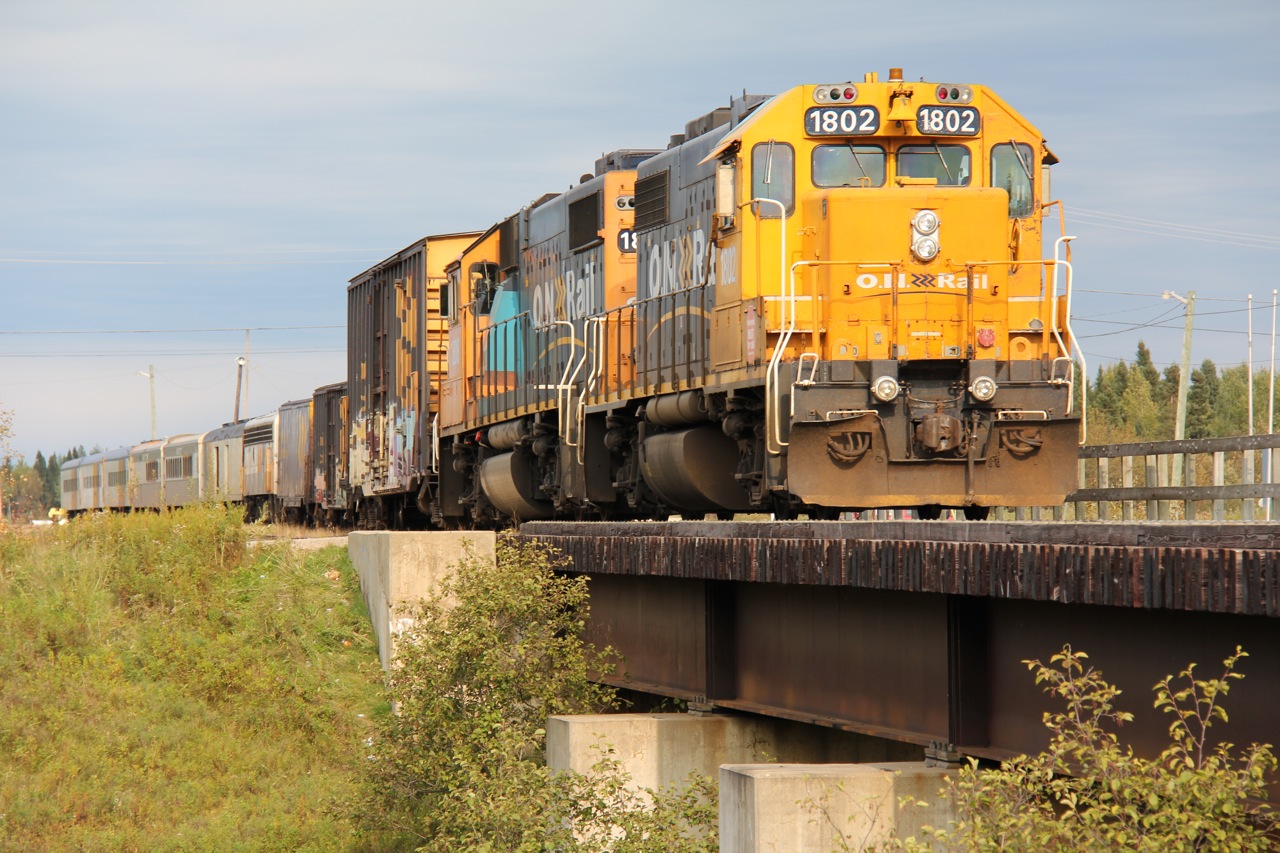 Ontario Northland Railway's iconic Polar Bear Express sits at Moosonee waiting to head south to Cochrane. This operation boasts the distinction of being Ontario's only mixed train and one of few remaining in Canada. Although the Northlander trains have made their final runs as part of the ONTC divestment process, it has remained clear that the Polar Bear will continue to operate year round. Until such time as a road is built, this essential service will continue to function as the lifeline Moosonee and points north.