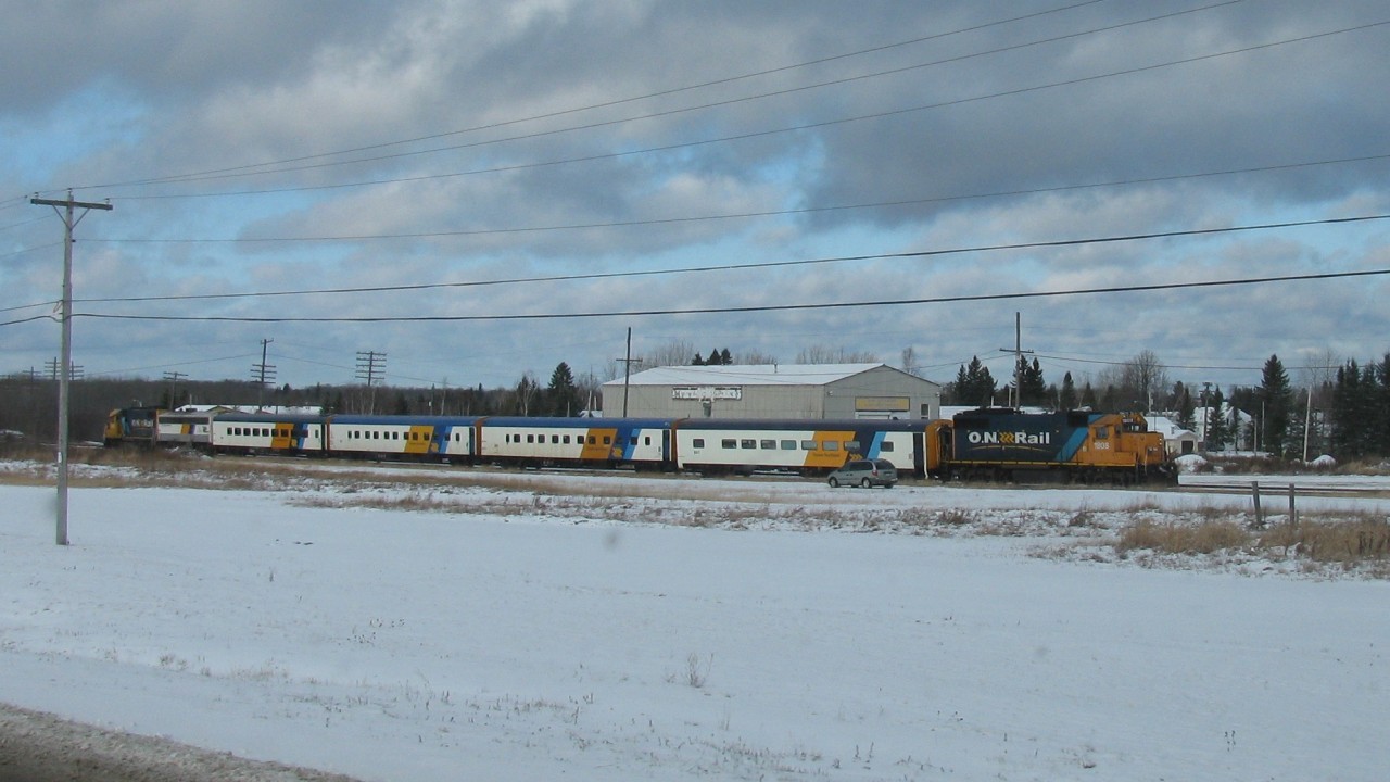 Ontario Northlander waiting at the station in Matheson,ON on a cold December day.