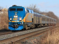 VIA #57 heads west with a mix of HEP-1 and HEP-2 cars on family day weekend. 