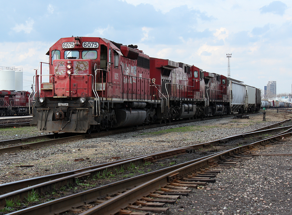 My ride home. CP 440 with a slightly unusual leader, waits for us to board and begin what would be a long trip home. We had work at Walkerville and Chatham and got snagged by the last two detectors before London. This was part of my ride alongs to gain more knowledge on of the Field Operations department during my co-op placement at CP.