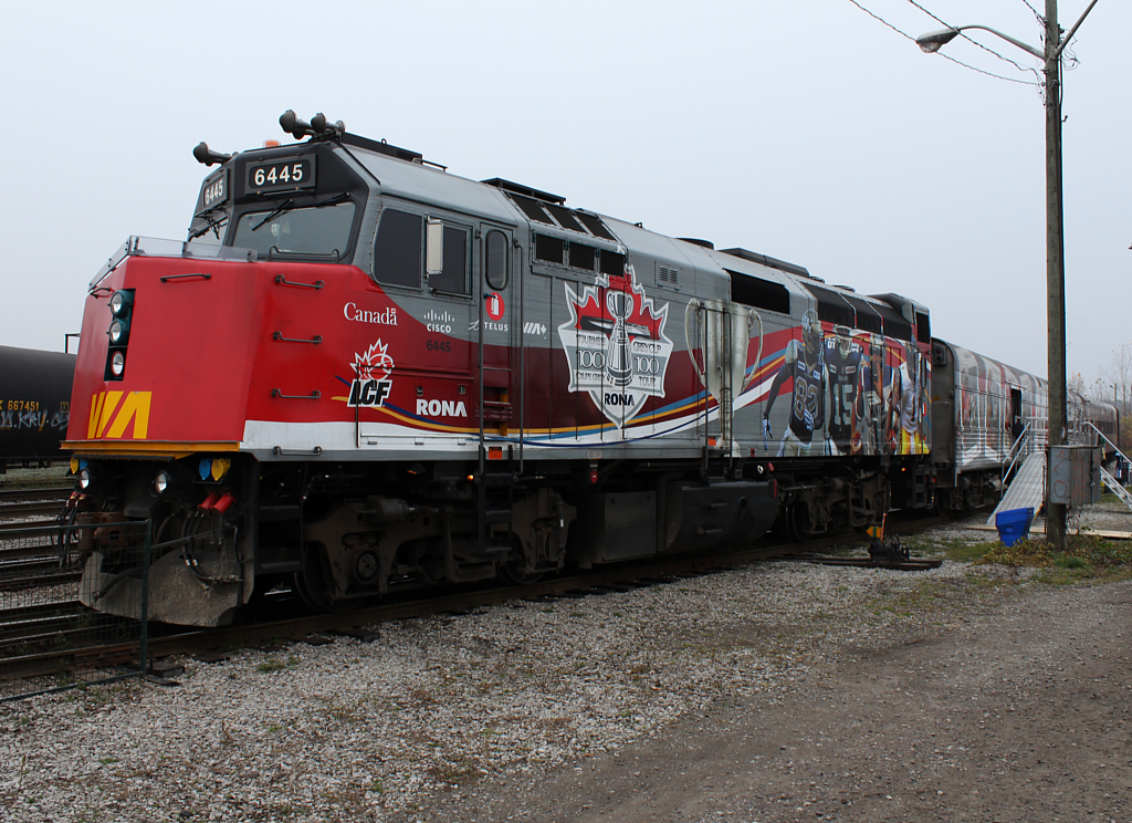 The Grey Cup train is on display in home of the CFL Tiger Cats.