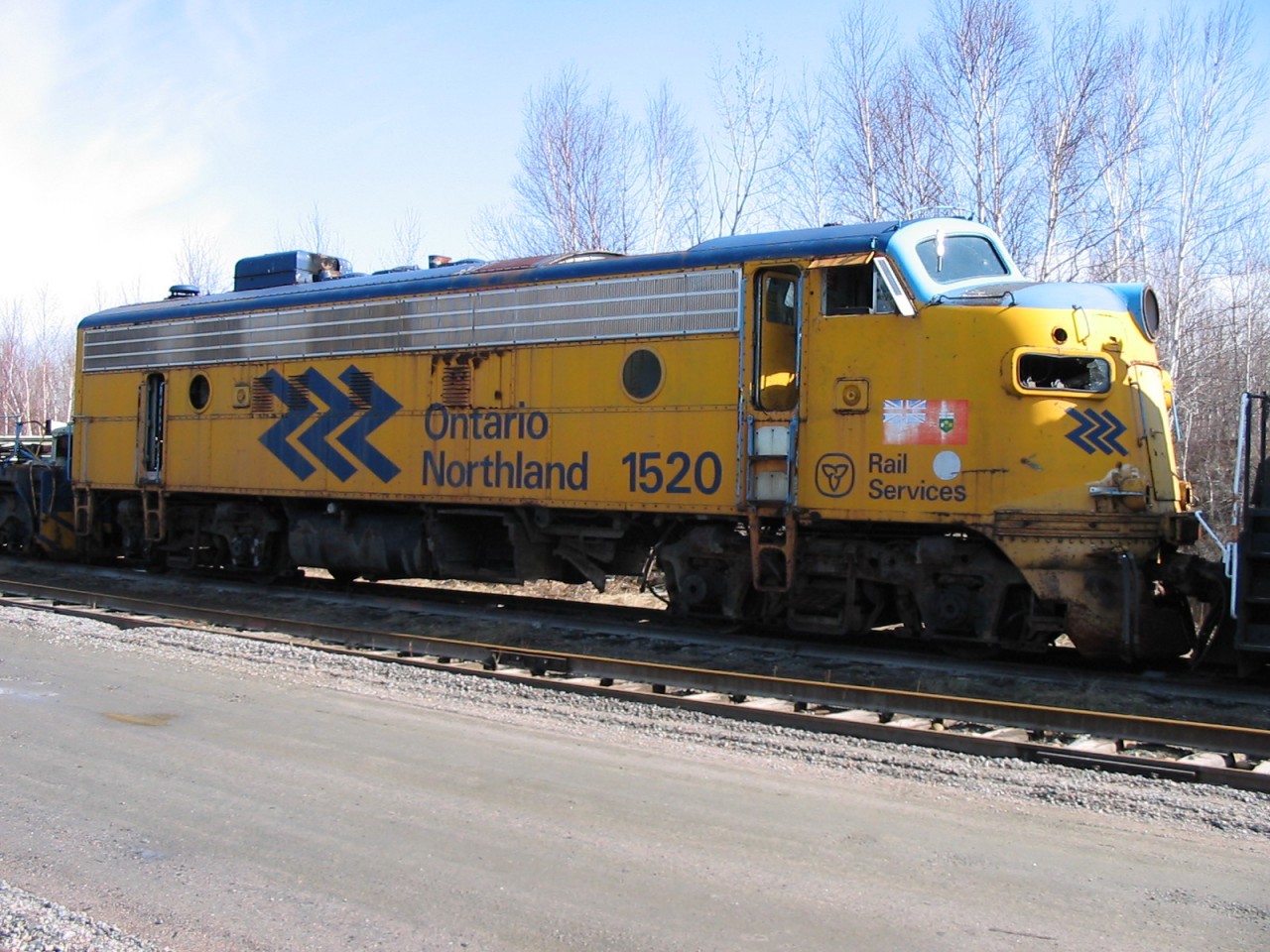 FP7A No. 1520 has pulled its last passenger train and now sits waiting its fate on the deadline in ONR's North Bay yard.