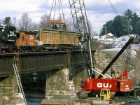 Unloading a girder..