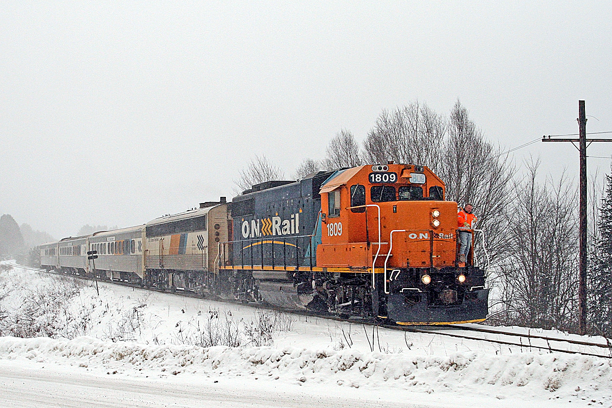 CN 450 and ON 697 meet in a snowfall in December of 2010.