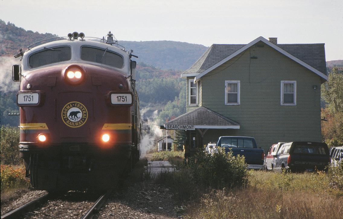 ACR 1751 north with #1 makes a station stop at Searchmont...