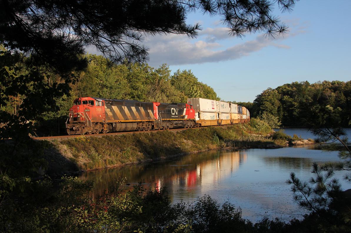 CN 2408 north bound with the 107 at mp134.3 on the Bala Sub...