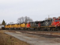 396 rolls past Brantford on Christmas Eve with CN 2589 - CN 2500 - CREX 9060 - CREX 9041 - CREX 9032 - CREX 9058