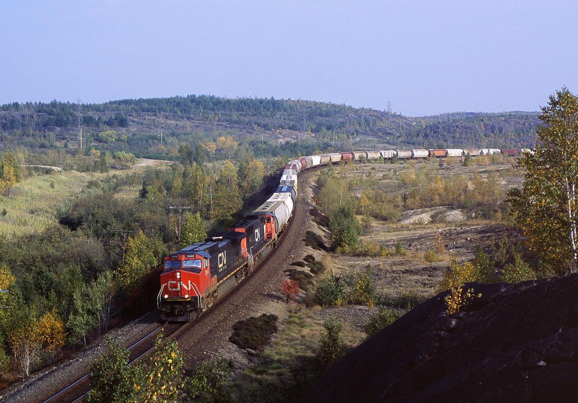 CN 2668, west bound at Coniston, Ontario. 9/15/2002