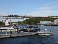 CN 5704-5778, 107 north on the CPRail's Parry Sound sub at, Parry Sound, ONT. 9/11/2011