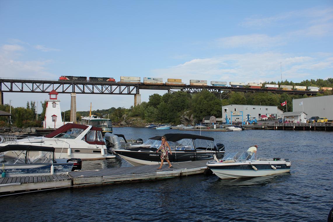 CN 5704-5778, 107 north on the CPRail's Parry Sound sub at, Parry Sound, ONT. 9/11/2011