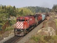 East bound 984 with CPR 4211 leading, has just crossed the diamond with the ACR at Franz, and is passing mp81 on the White River sub. 