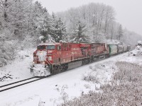 <b>Winter Wonderland: </b>CP 112-17 races through freshly fallen snow.