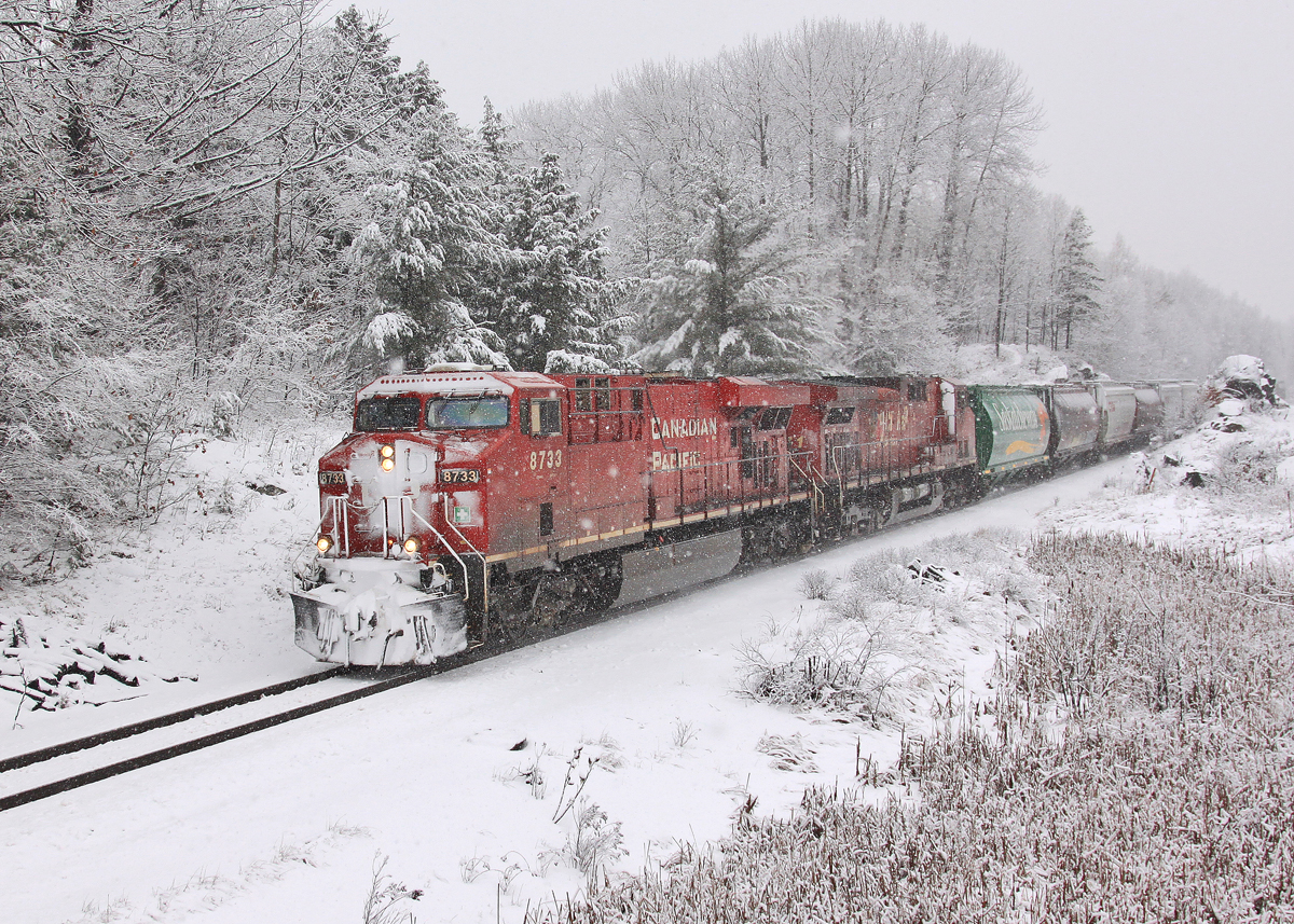 Winter Wonderland: CP 112-17 races through freshly fallen snow.