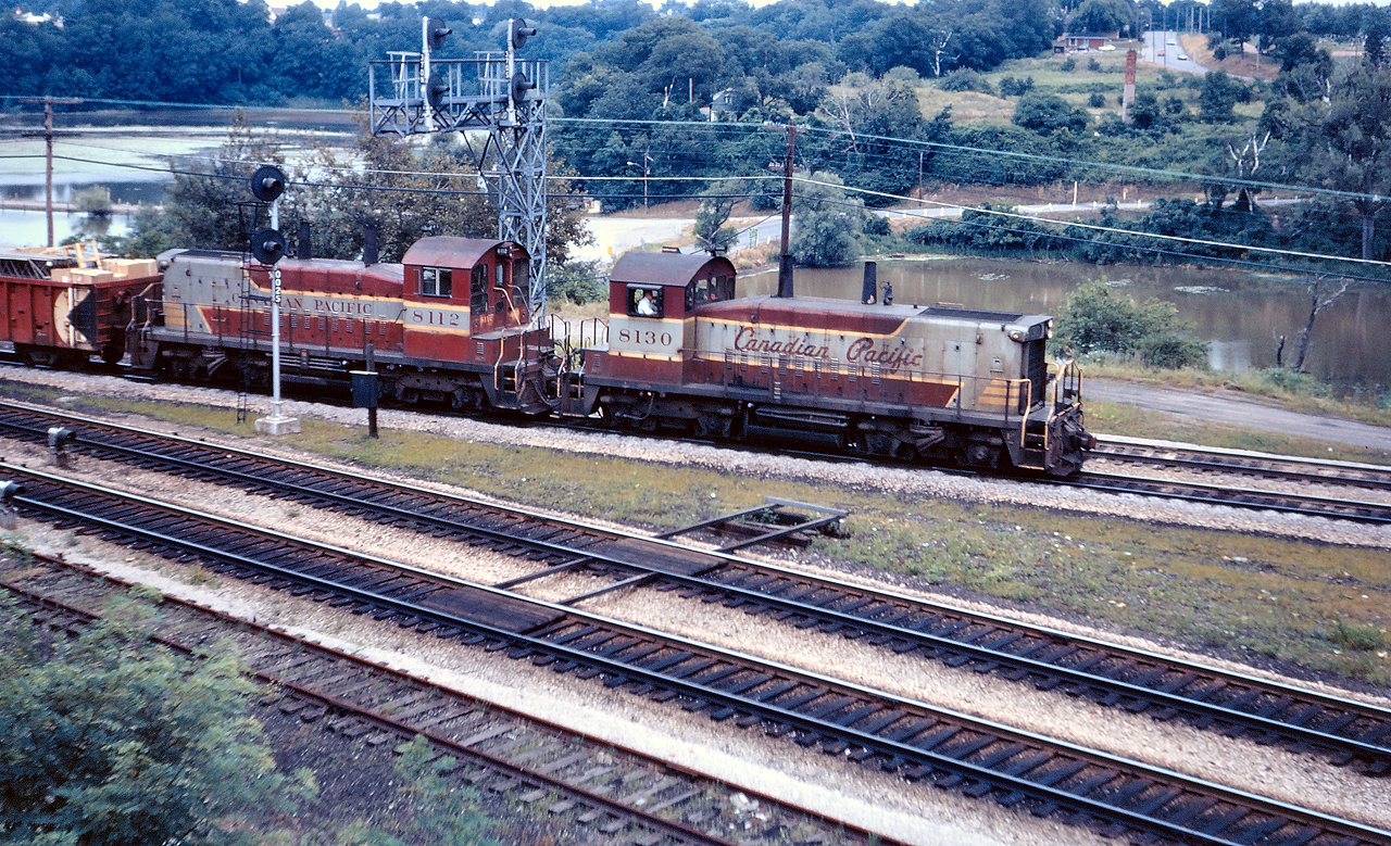 CP 8130 and 8112 lead a westbound freight through Bayview in August, 1973.
