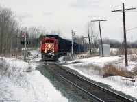 CP frame Train over the CN York Sub eastward to Oshawa Ontario.