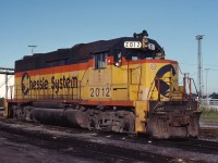 CSXT 2012 lays over at the CSX shops in Sarnia, still wearing Chessie colours