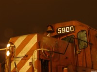 CP 5900 North waiting for a new crew at MacTier during some December flurries. 