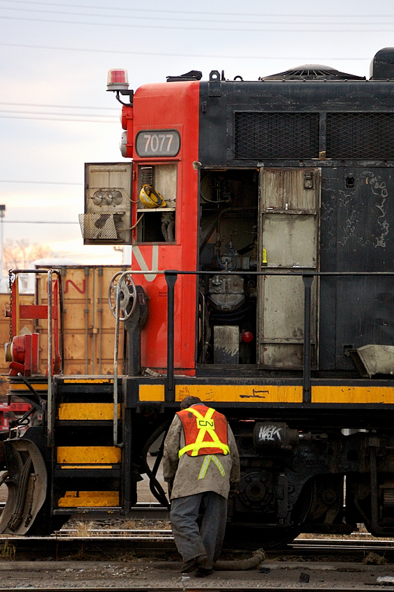 In for repairs. CN Sarcee Yard.