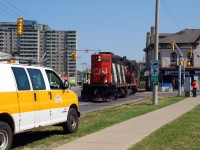 A CN maintainer working on the railway preemption has accidentially put the traffic control signal at the intersection of Colborne Street and Clarence Street on red/red flash. One of the City's traffic signal electricians just happened to be driving by and stopped to reset the signal controller. Naturally this occurred at the same time as the once a week local arrived on the scene, causing mass confusion for the motorists on both streets.  The story of the Brantford Spur is going to be an interesting one in the coming months. CN wants to discontinue operations on the spur, however Ingenia, the last customer to be serves off the spur is set to put up a fight.