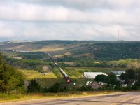 CN Train snakes East through Saint Lazare Manitoba