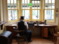 Going back in time at the ticket window of the Lake of Bays RR