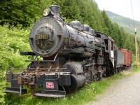 Located in the ghost town of Sandon, BC, this old unit is on display as a representation of the days when this place was a thriving large city during the rush of silver mining and relied on the railroad to provide goods and supplies in exchange for the valuable ore to be taken to the Trail smelter. Although it was intended to restore this unit cosmetically, it was not. From a city of several thousand to todays total population of less than 10, I doubt any further word will be done.