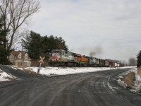 
The Extra #1 on way to Montréal , along a country road , east of Farnham yard !