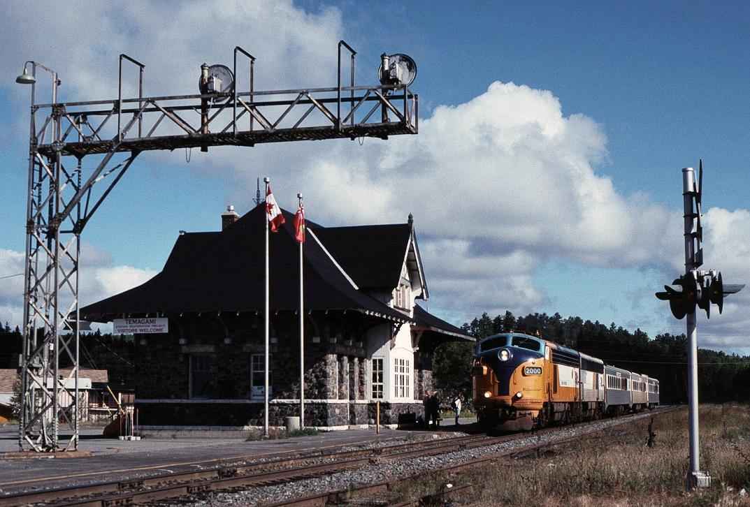 ONR 2000 south, mp71 Tamagami sub, at the station in Tamagami , Ontario.   9/16/1999