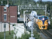 ONR 2001 with the south bound 122 on the ONR Ramore sub prepares to leave Swastika, ONT  9/20/1996

Here is my Youtube video of the same shot, Enjoy... 
http://www.youtube.com/watch?v=2i5f_eimqYk