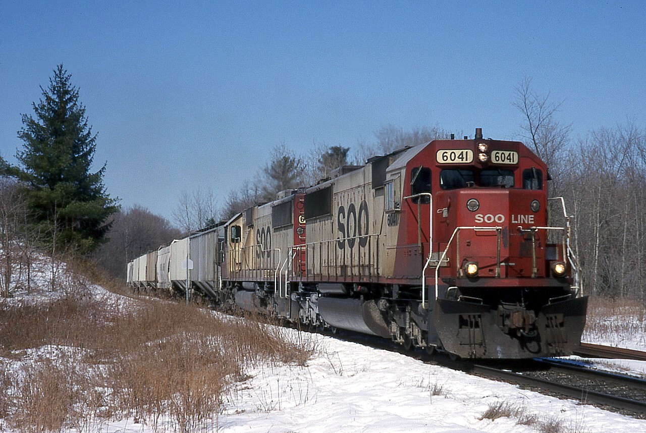 CP 388 has swung south at Guelph Junction and is about to cross Sideroad 3 as it begins down the Hamilton Sub.