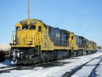 ARN road power gets serviced outside the shop in Grande Prarie after an overnight interchange run to the CN. The power would sit here for most of the day, until late afternoon when they departed for another overnight run south on ARN train 457. The shop area was full of out of service GE's, with the yard being switched with a pair of leased CN GP38-2s. Not exactly what we drove all the way to Grande Prarie to see.