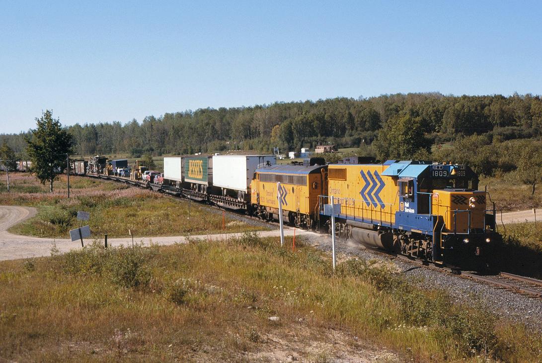 ONR 1809-1520, with the north bound Little Bear, just north of Lillabelle Lake, ONT.   9/18/1996.

Hear is the link to my Youtube video at this location, enjoy. http://www.youtube.com/watch?v=YpCZnBoQ368