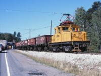  INCO 117 just picked up empties at the CP interchange for a trip down hill to Levack, ONT.   9/16/1993