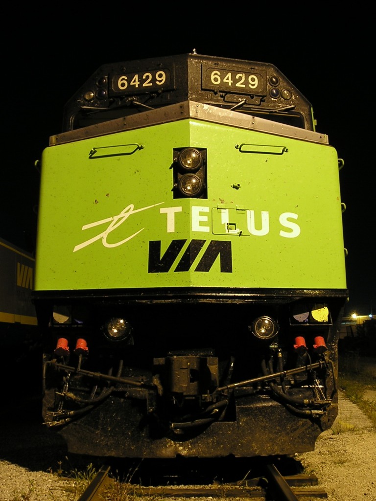 VIA 6429 rest after a busy and long trip from Montreal, and relaxes before another busy and long trip back to Montreal the next day, at Windsor (Walkerville) Station.