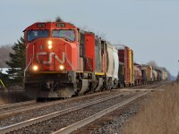 CN 332 slams through Lynden around 50 mph on an unusually warm January afternoon.