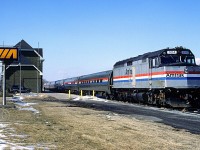 Amtrak 324, with Toronto to New York City train 97, prepares to depart Niagara Falls for points east.