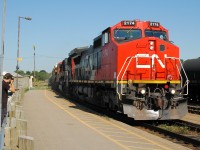 382 passing Brantford with CN 2174 - CN 5738 - IC 1020 as fellow RP contributer Joseph Bishop grabs his picture (photo ID 4455)