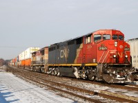 CN 148 rolls by Brantford with CN 2451 - BCOL 4603 leading the way