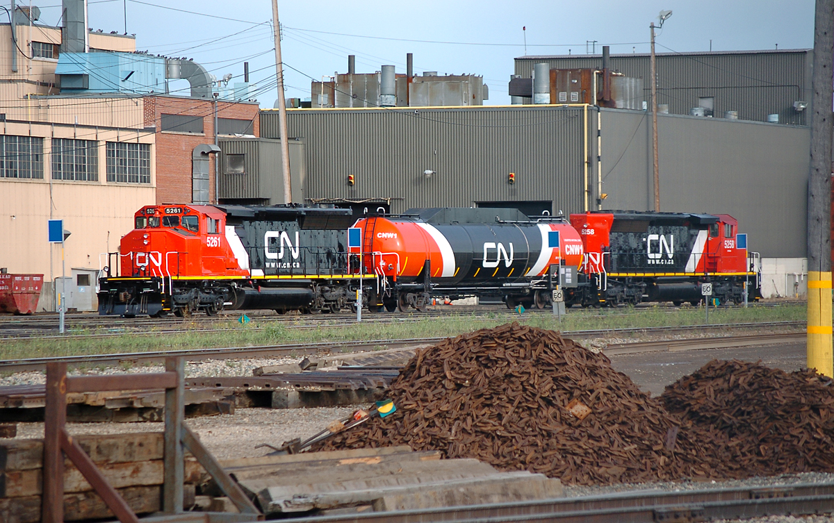 CN's Liquified Natural Gas units rest in front of the Walker Yard shops.