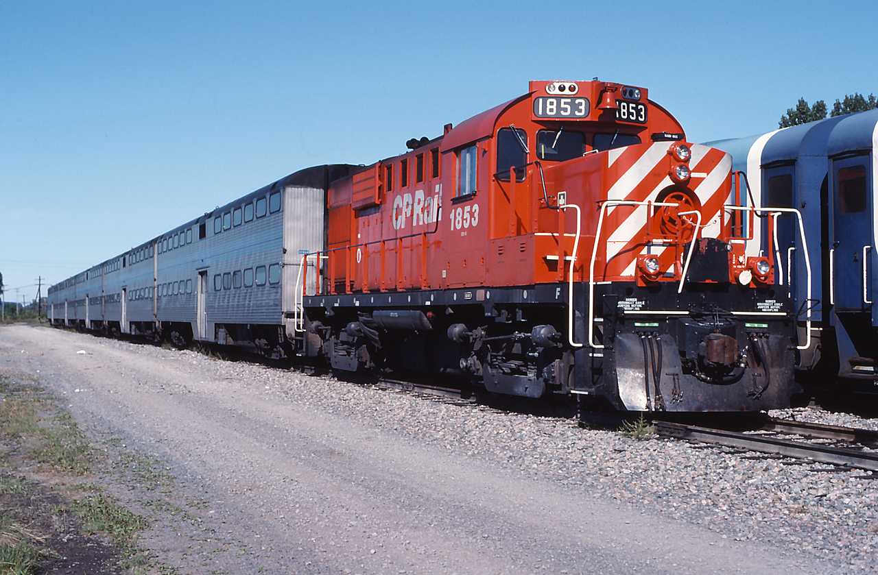 CP 1853 is filling in for an out of service AMT locomotive, laying over at Dorion for the weekend.