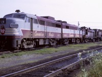 A power set consisting of FA-1 4025 FA-2 4086 and an RS-3 and RS-10 await a call in St Luc Yard.