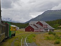 The Carcross to Skagway train carrying tourists, hikers, campers (like us) and an occasional freight container, is approaching its lunch-stop at Bennett, BC. A tasty lunch is awaiting us in the station dining room.