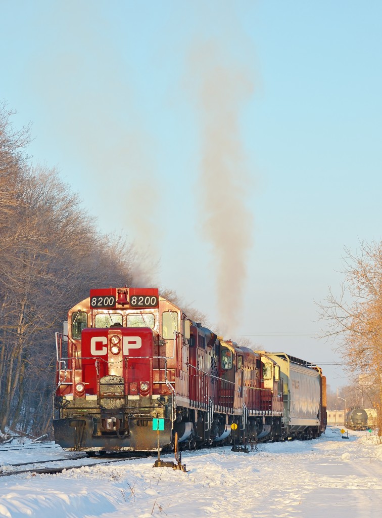CP 8200 and two others switch Kinnear Yard on a cold January morning.