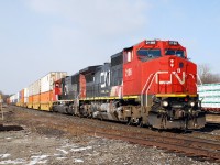 A frosty 148 cruises through Brantford on a bitterly cold day. It was nice to see the train without any mixed freight on the head end.